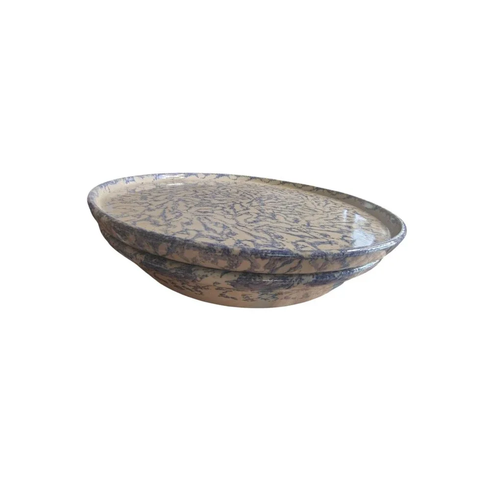 Robinson Ransbottom Pottery Roseville USA 12 Inch Pasta Bowl & Pizza Pan/Lid  55